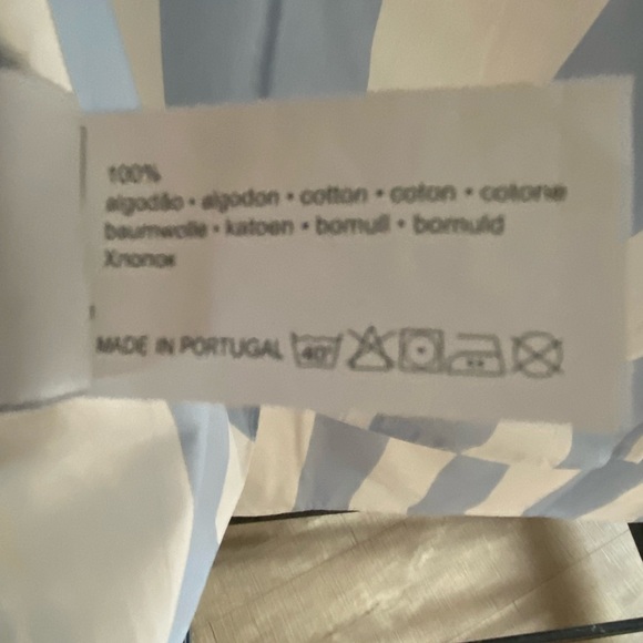 BOVI Striped Duvet Cover Sheet Queen Bedding Baby Blue White Cotton 86x86 - Picture 4 of 4